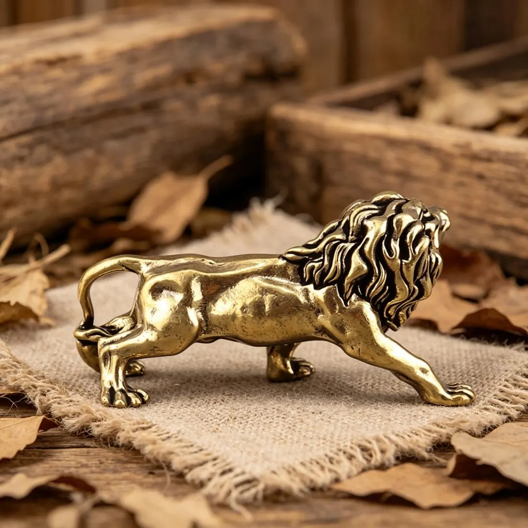 Vintage Brass Lion Figurine — Brass figurine image 6