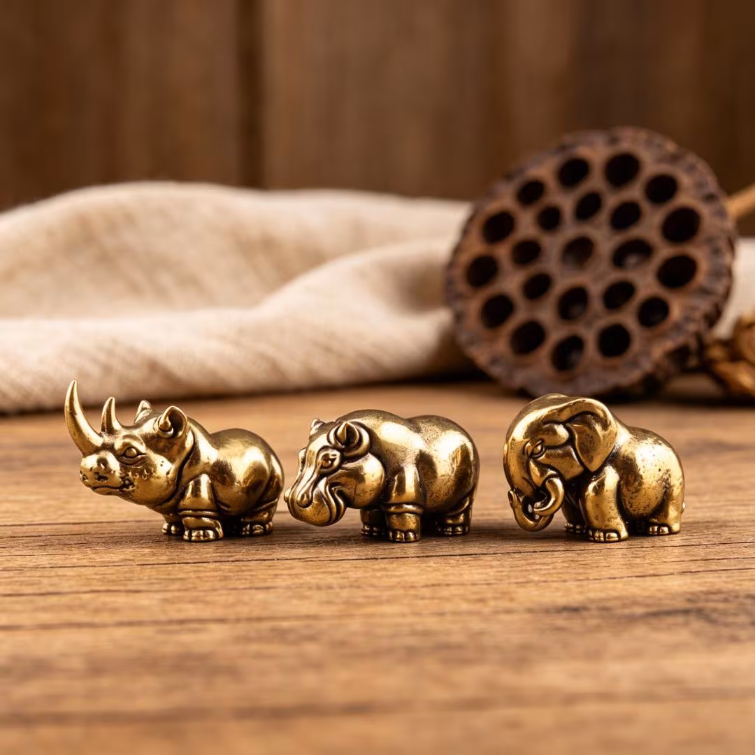 Vintage Brass Safari Animal Figurine Set — Brass figurine image 6