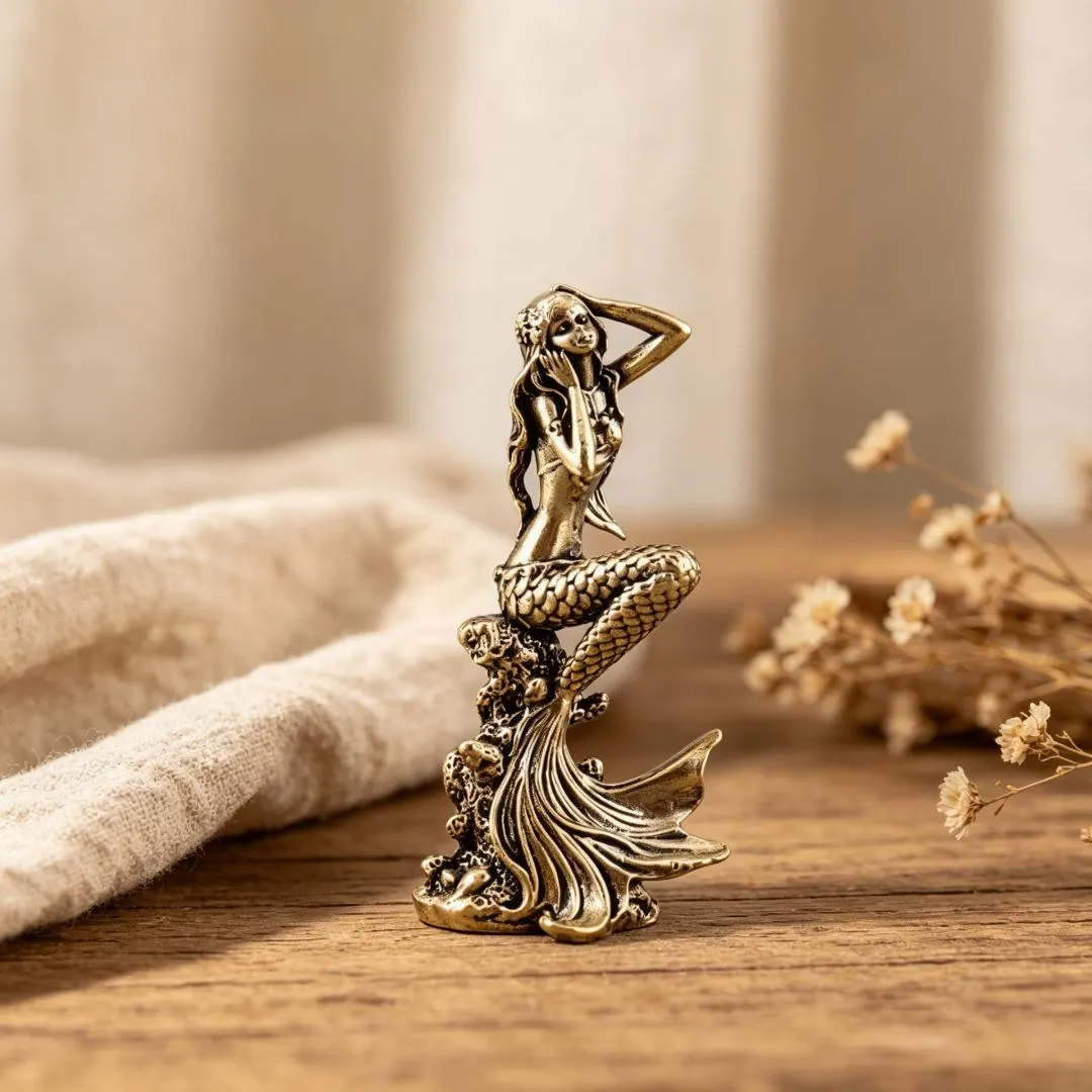 Handmade Brass Mermaid Figurine — Brass figurine image 1