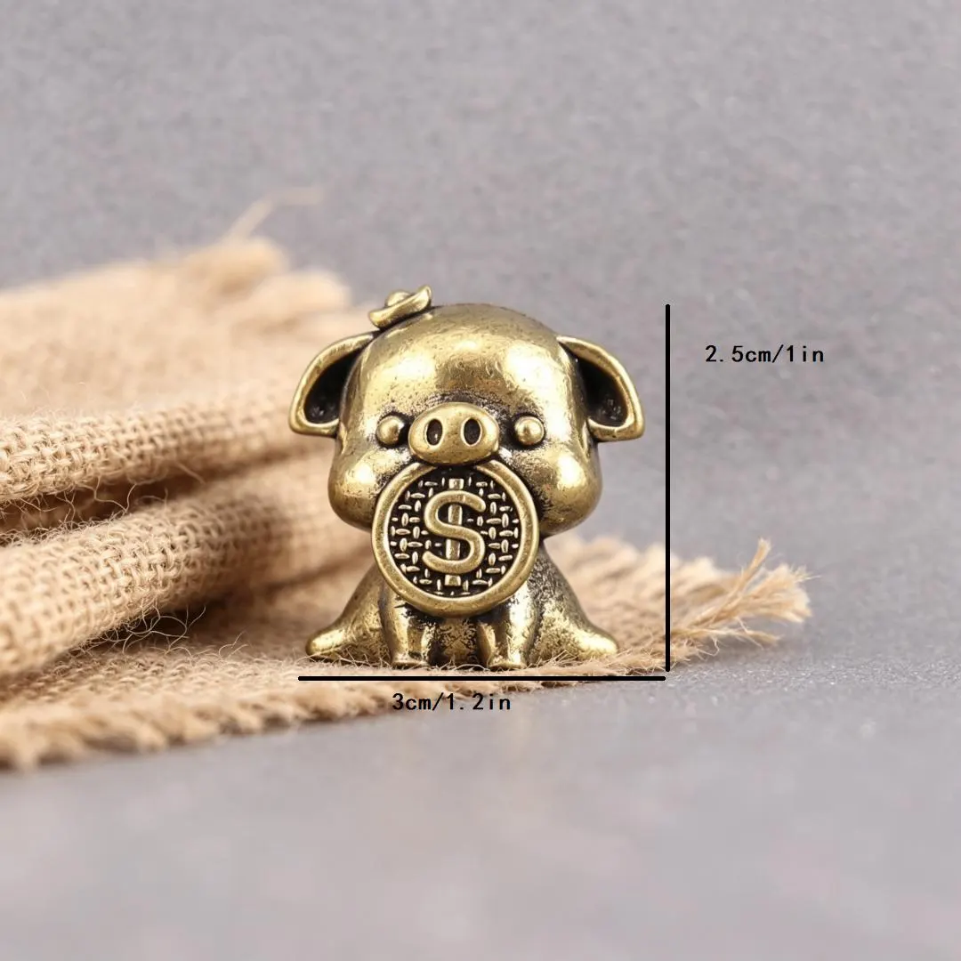 Solid Brass Lucky Pig Figurine — Copper figurine image 2