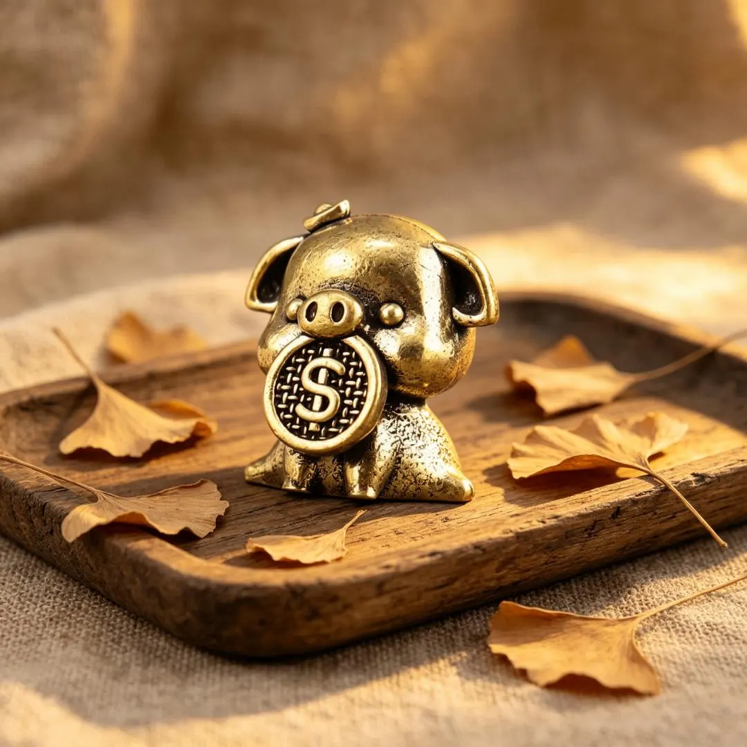 Solid Brass Lucky Pig Figurine — Copper figurine image 3