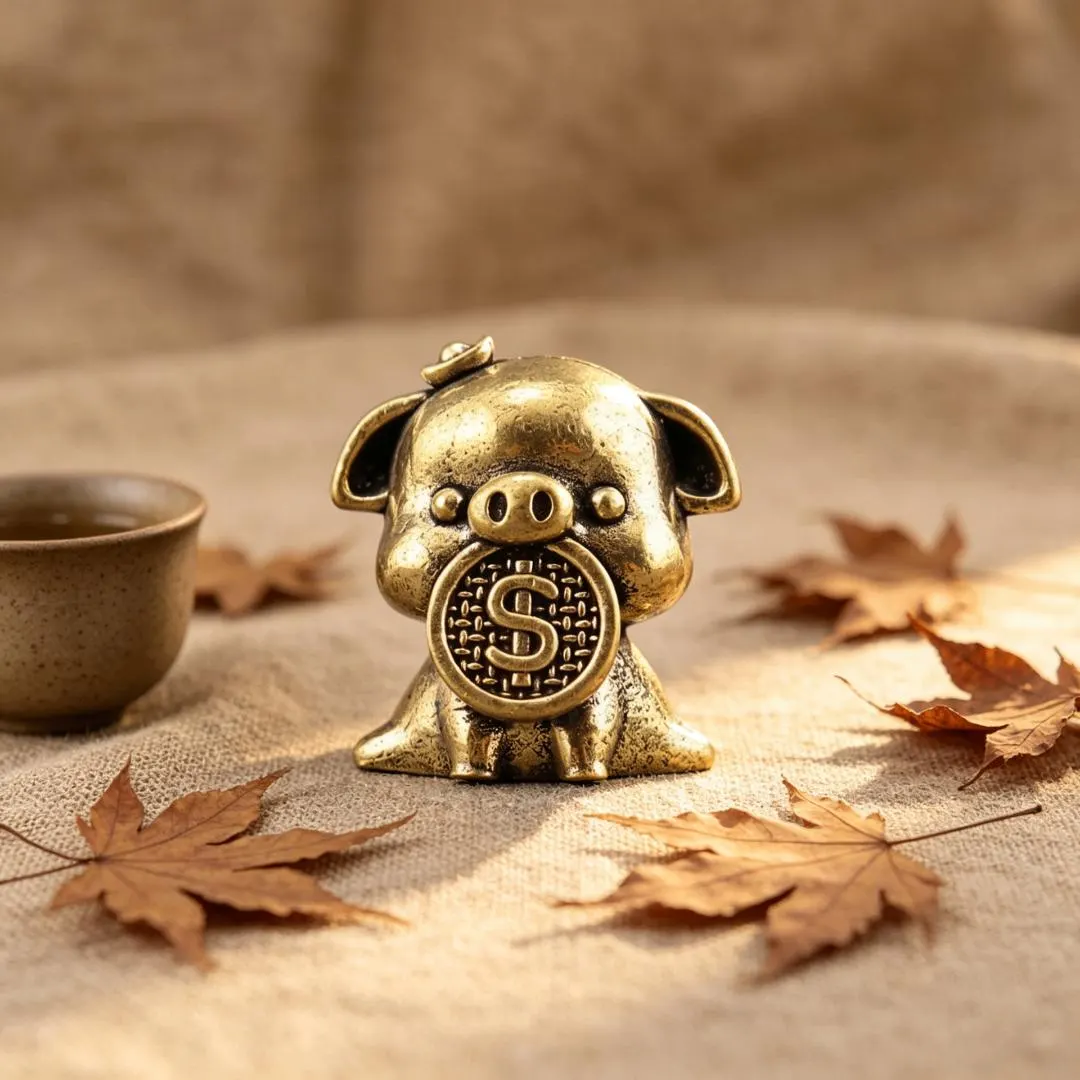 Solid Brass Lucky Pig Figurine — Copper figurine image 5