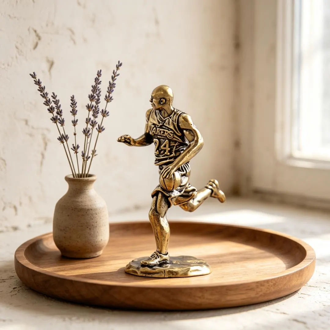 Handcrafted Copper Basketball Player Figurine | Artisanal Decor | Nostalgic Home Accent | Unique Gift for Sports Lovers — Copper figurine image 4