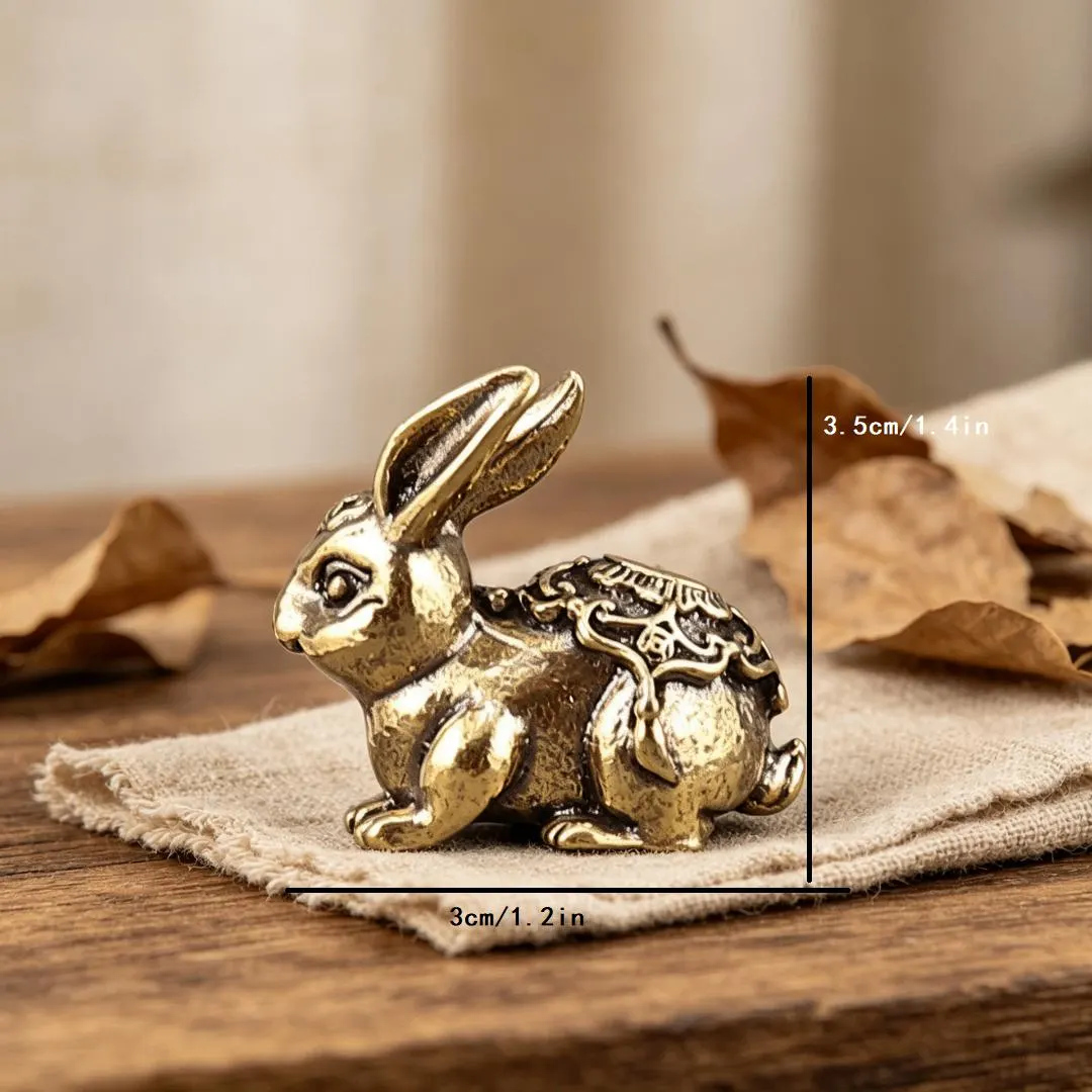 Handmade Brass Rabbit Statue — Copper figurine image 2