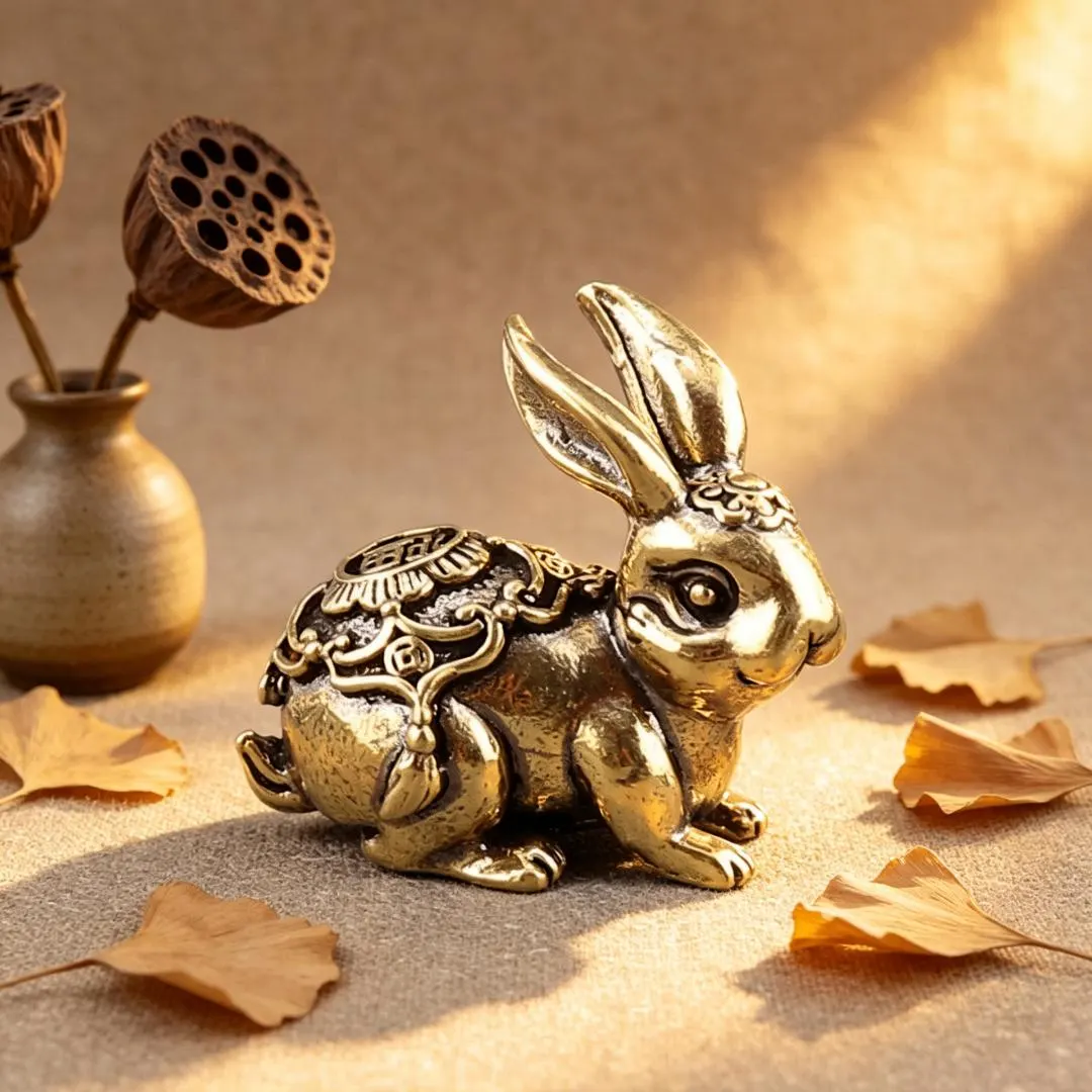 Handmade Brass Rabbit Statue — Copper figurine image 1