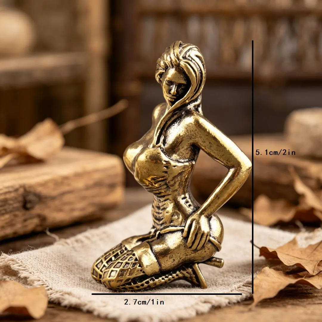 Handmade Brass Lady Figurine — Copper figurine image 2