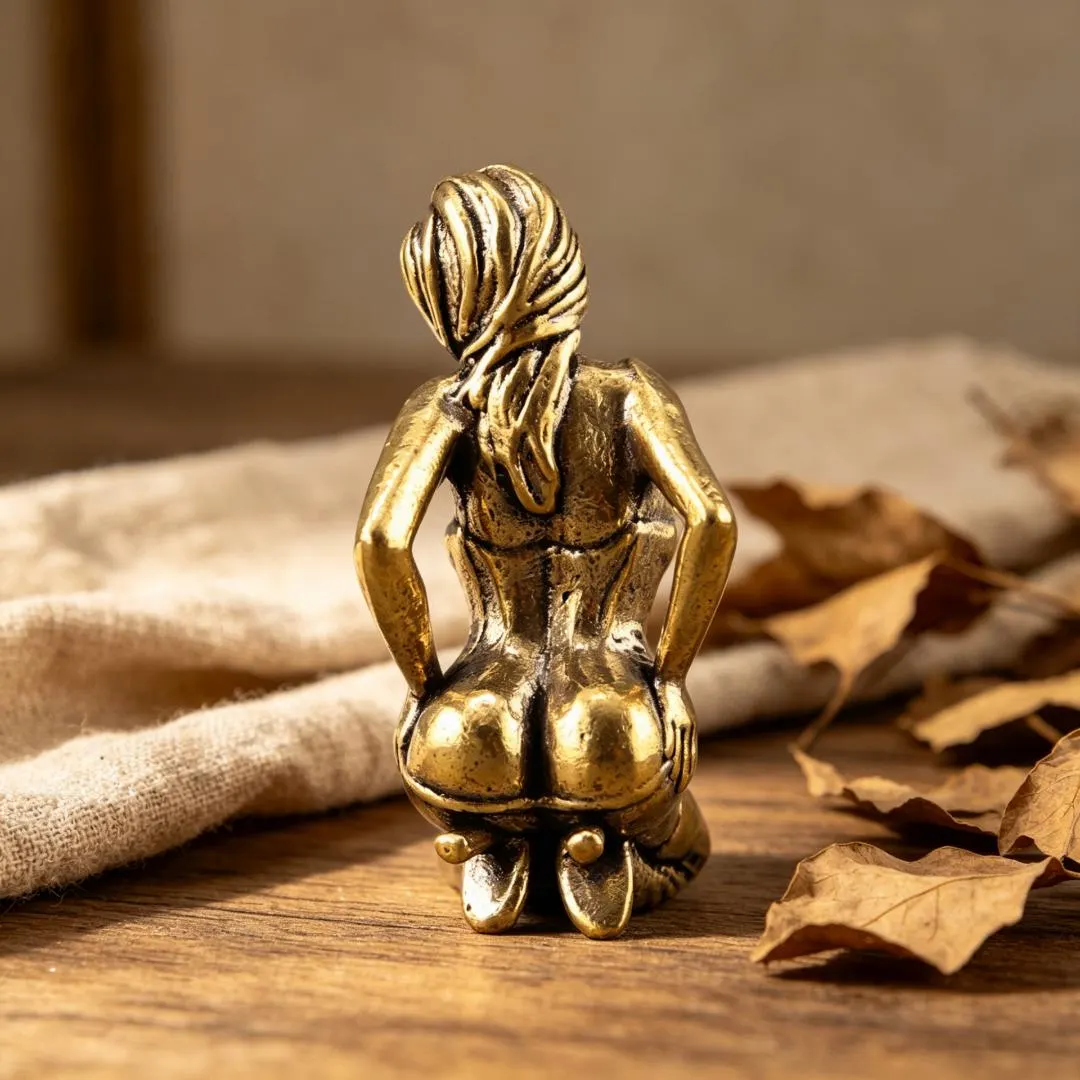 Handmade Brass Lady Figurine — Copper figurine image 3