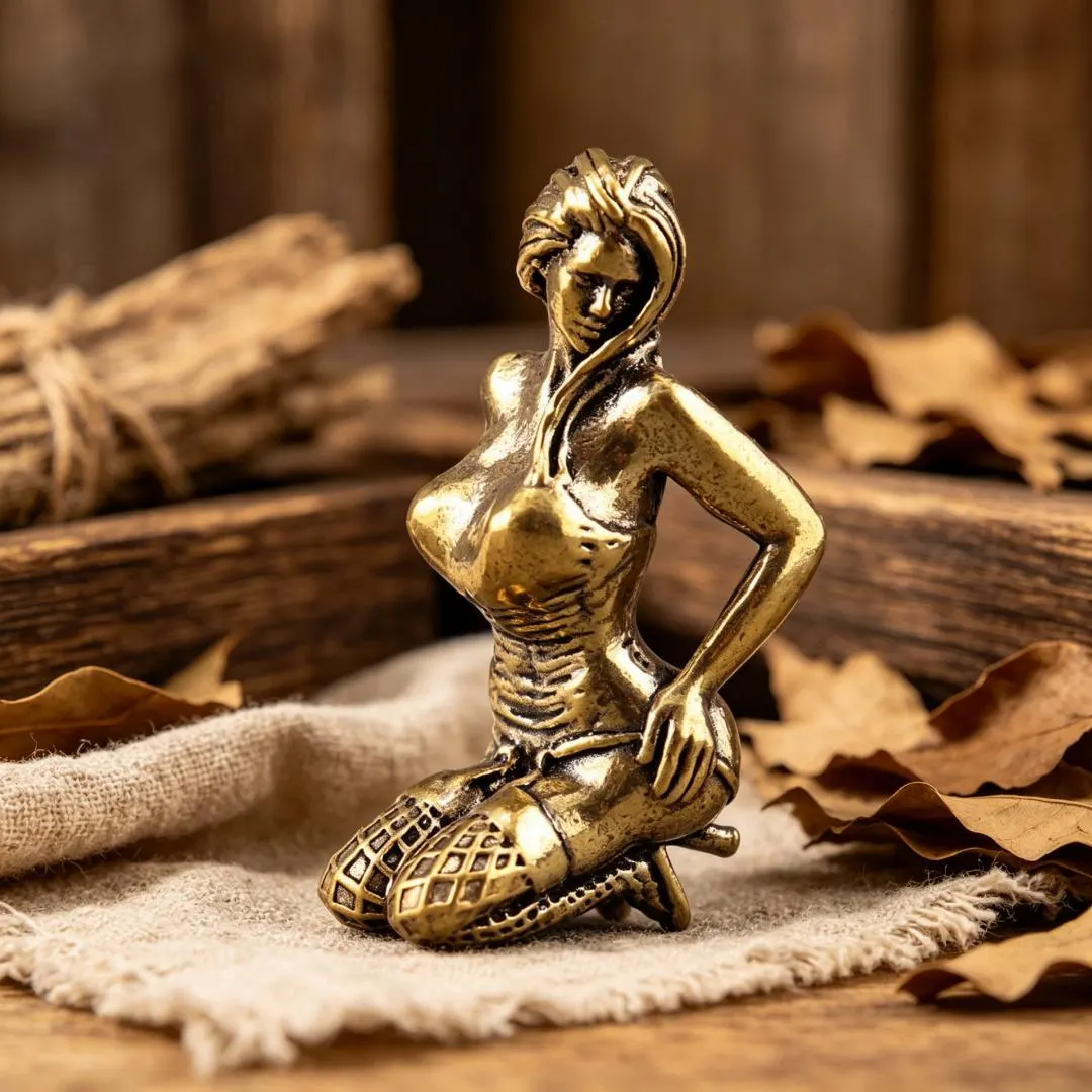 Handmade Brass Lady Figurine — Copper figurine image 4