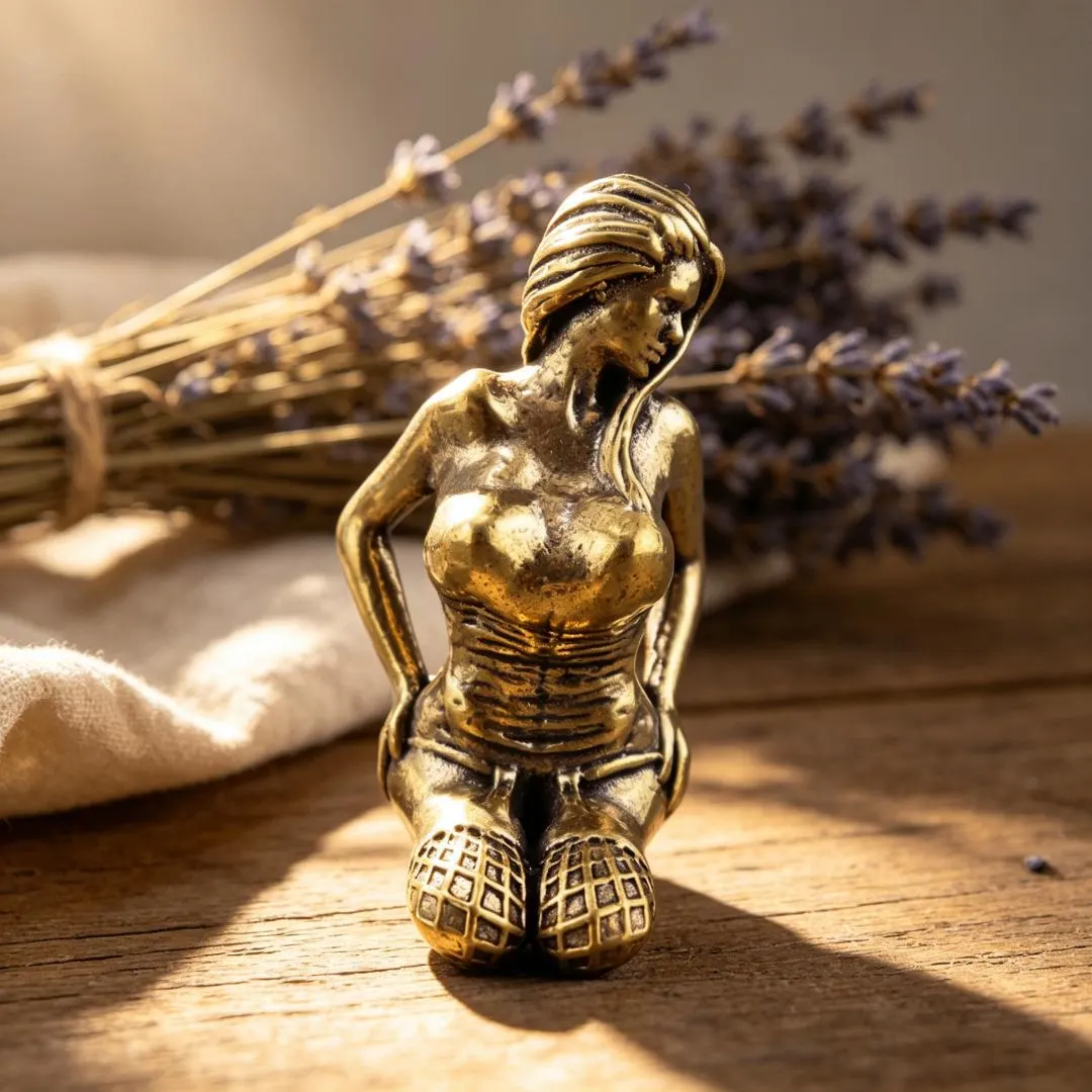 Handmade Brass Lady Figurine — Copper figurine image 1
