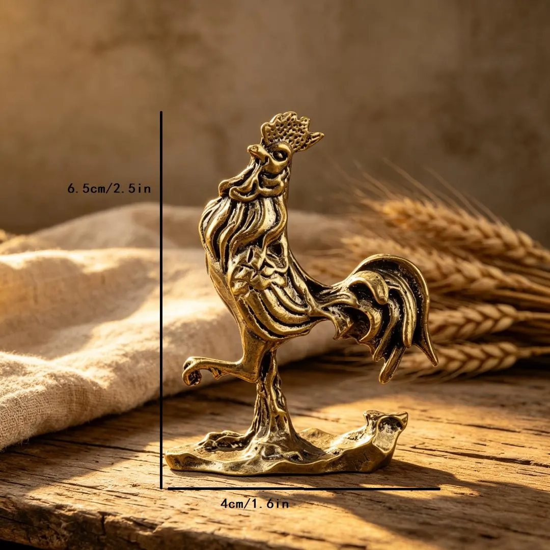 Handmade Brass Rooster Figurine — Copper figurine image 3