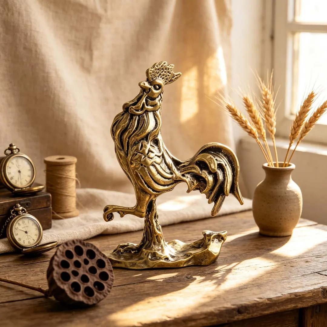 Handmade Brass Rooster Figurine — Copper figurine image 4