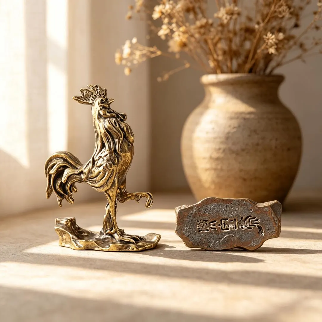 Handmade Brass Rooster Figurine — Copper figurine image 5