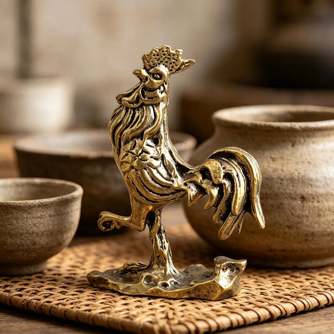 Handmade Brass Rooster Figurine — Copper figurine image 7