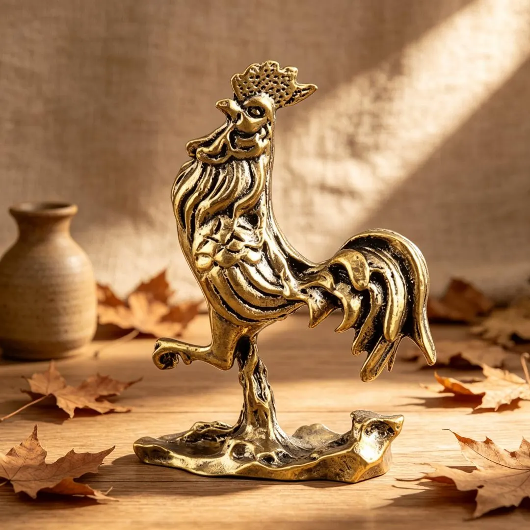 Handmade Brass Rooster Figurine — Copper figurine image 1