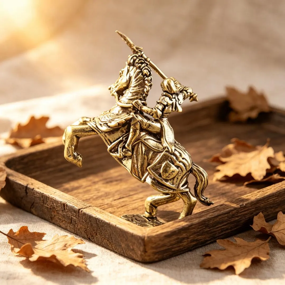 Handmade Brass Knight on Horse Figurine — Brass figurine image 3