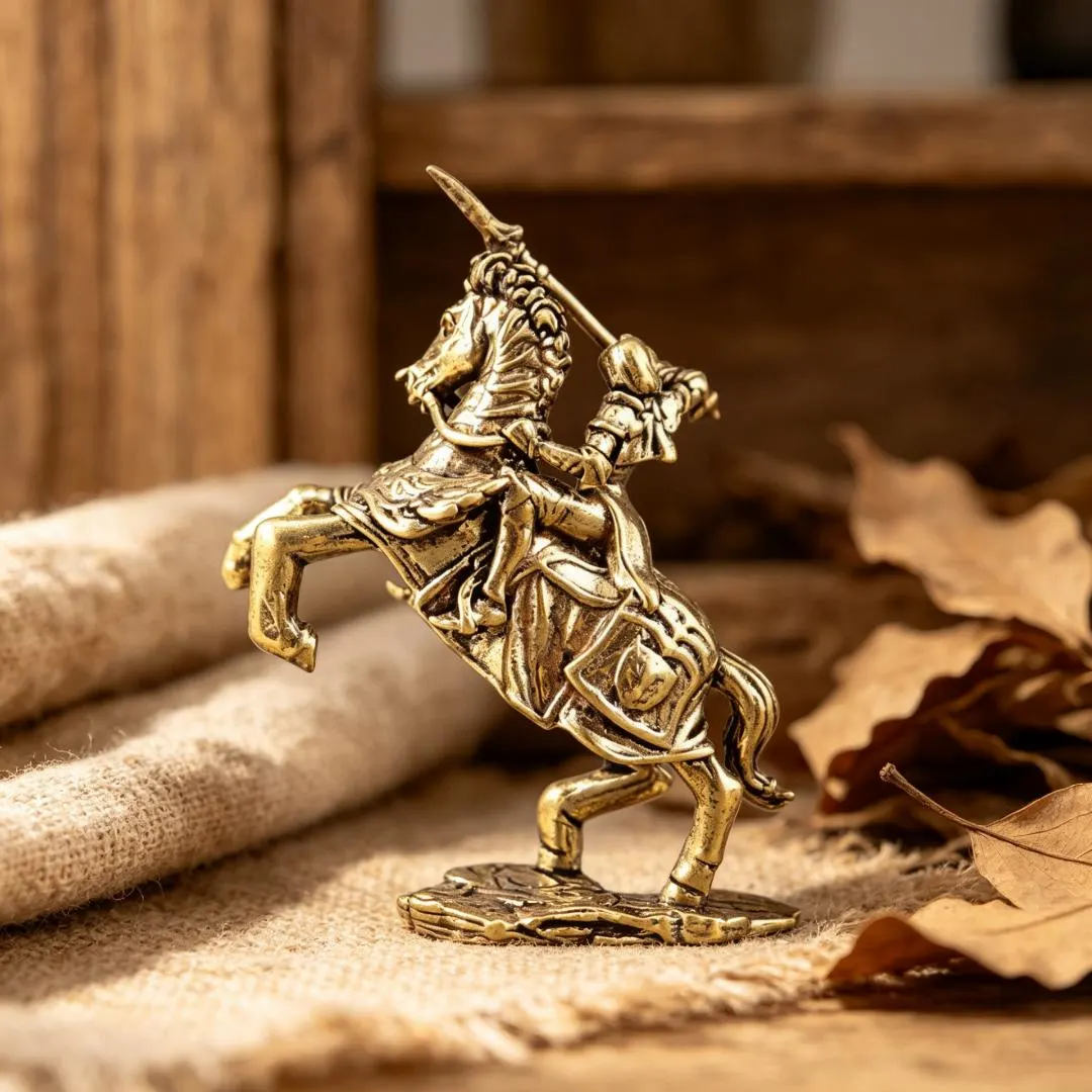 Handmade Brass Knight on Horse Figurine — Brass figurine image 5