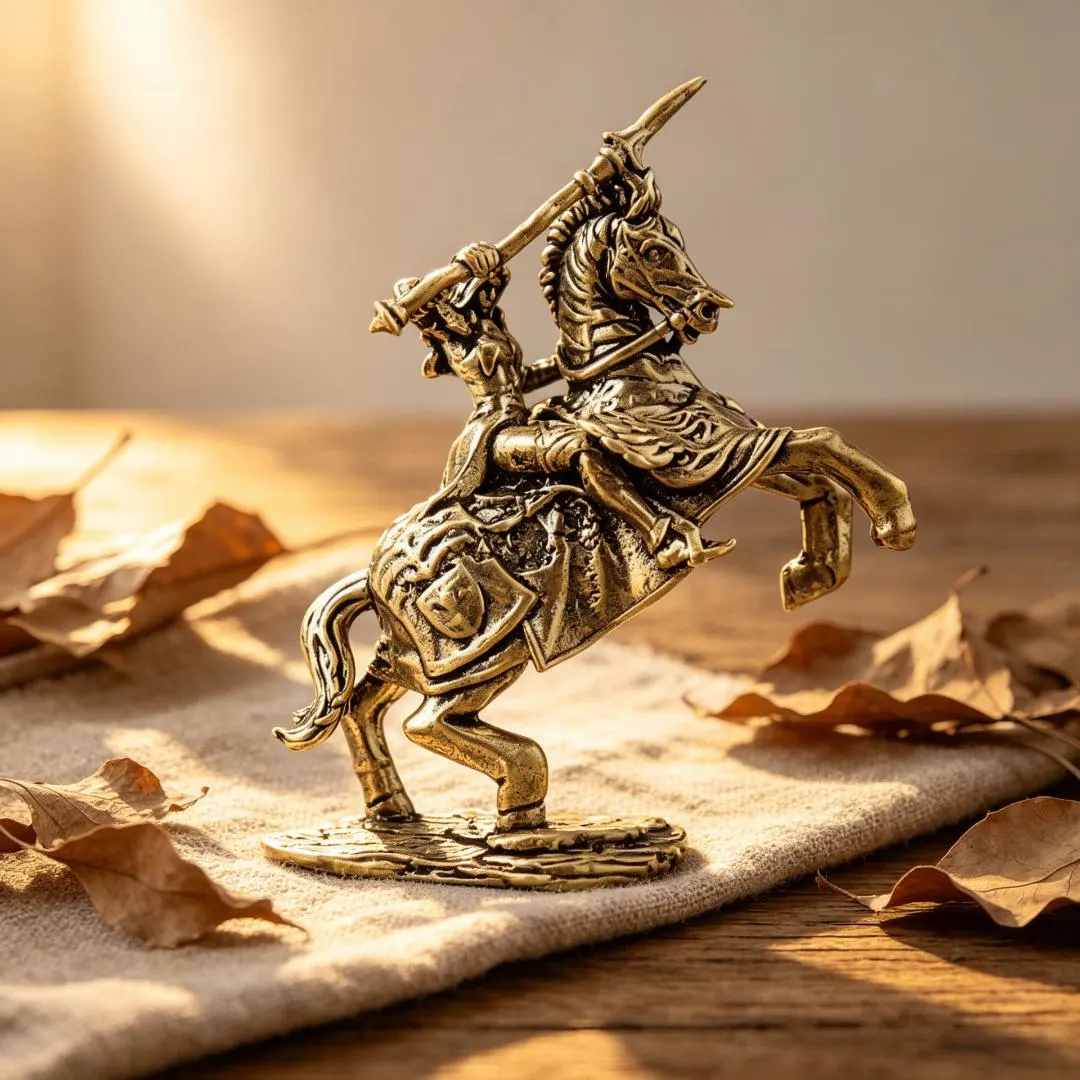 Handmade Brass Knight on Horse Figurine — Brass figurine image 1