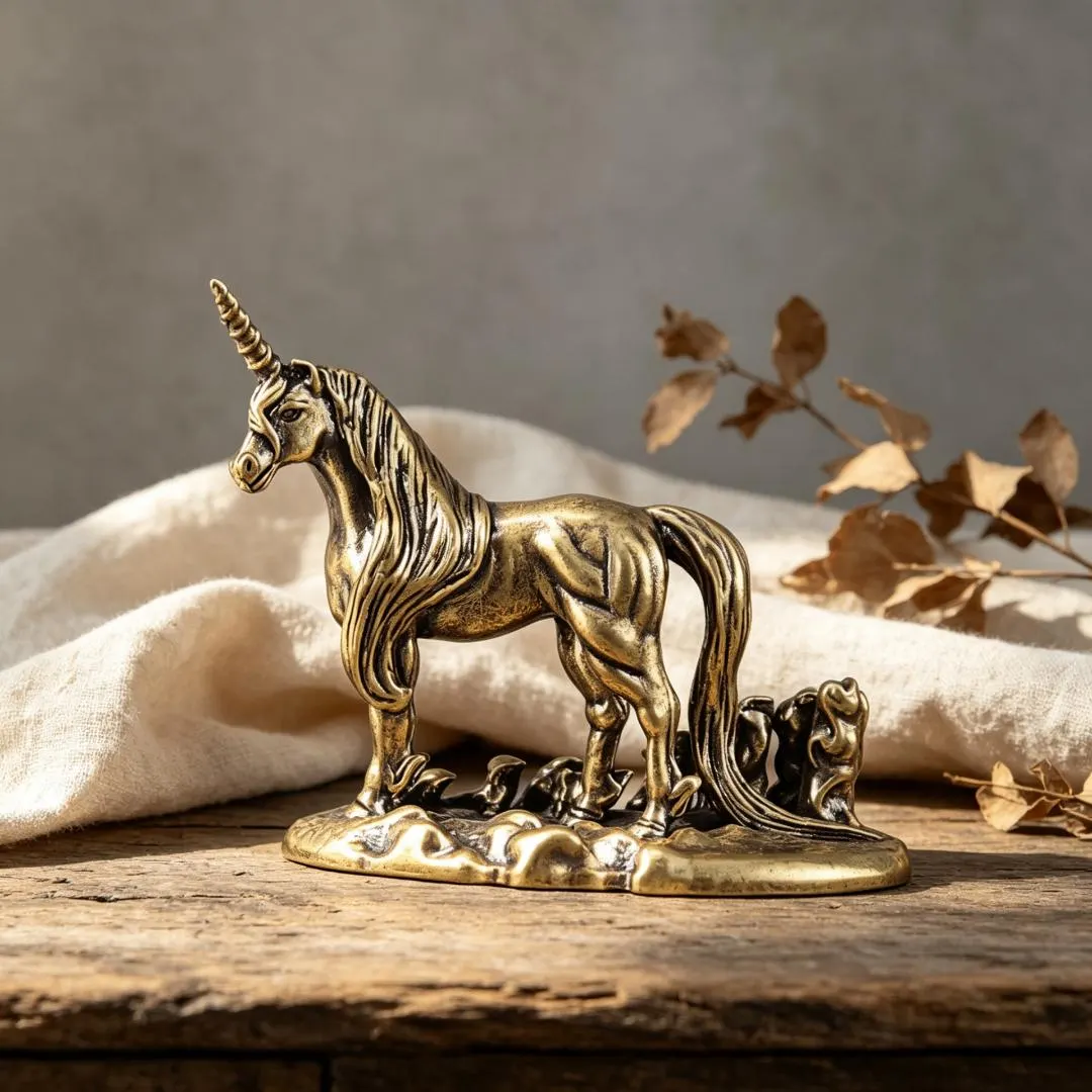 Handmade Brass Unicorn Statue — Brass figurine image 1