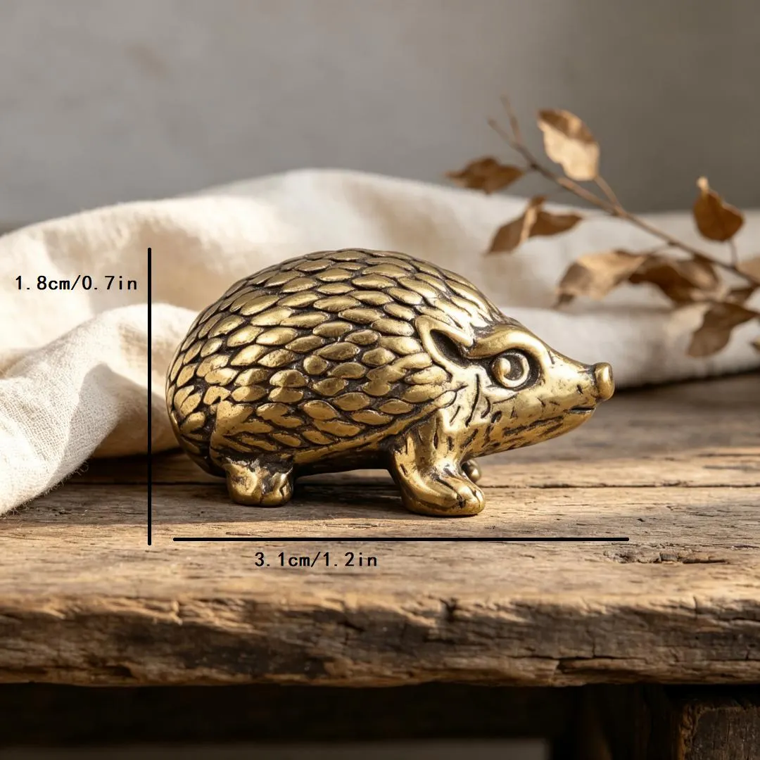 Vintage Solid Brass Hedgehog Figurine — Copper figurine image 3