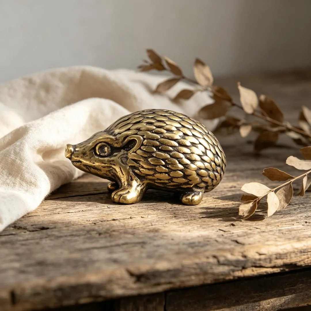 Vintage Solid Brass Hedgehog Figurine — Copper figurine image 4
