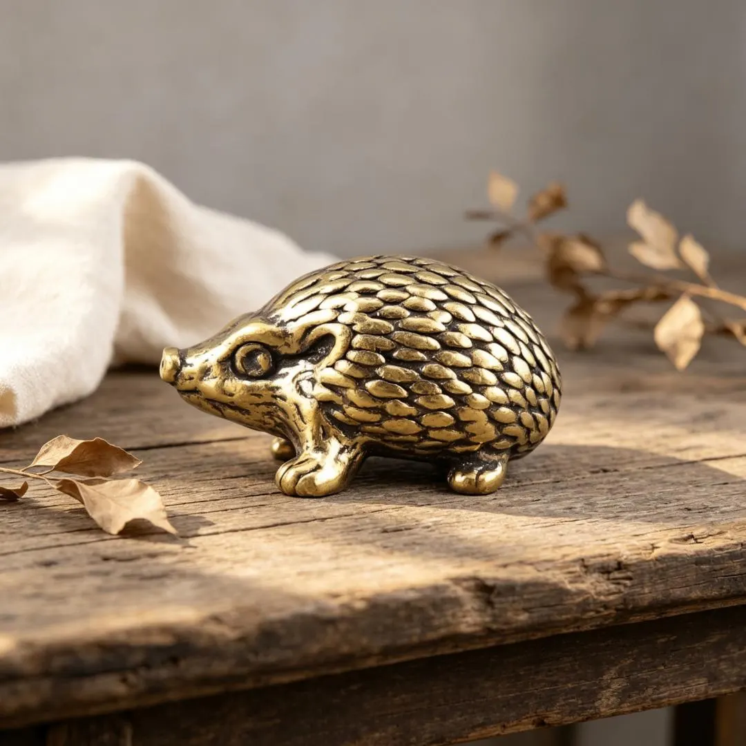 Vintage Solid Brass Hedgehog Figurine — Copper figurine image 5