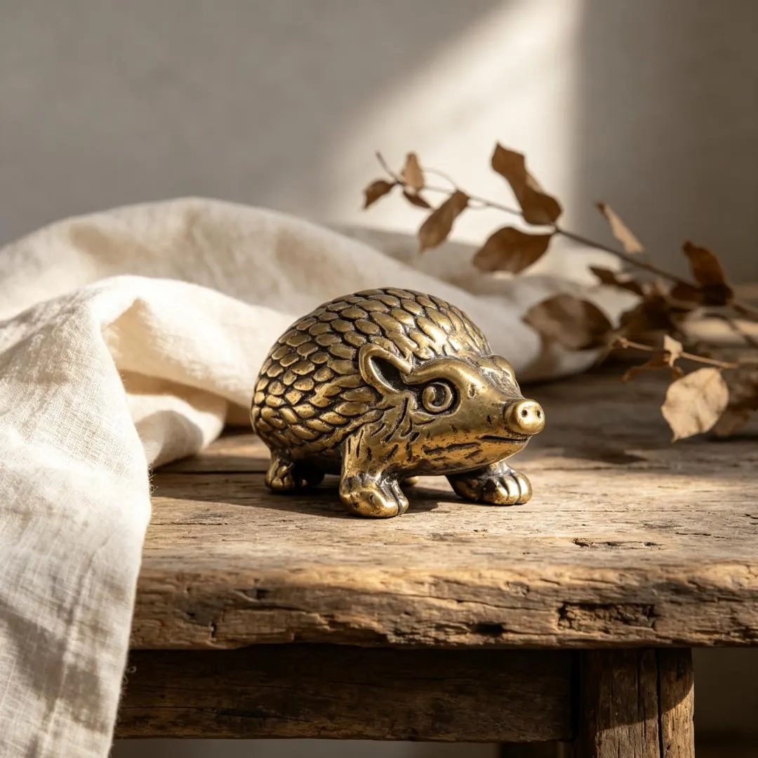 Vintage Solid Brass Hedgehog Figurine — Copper figurine image 6