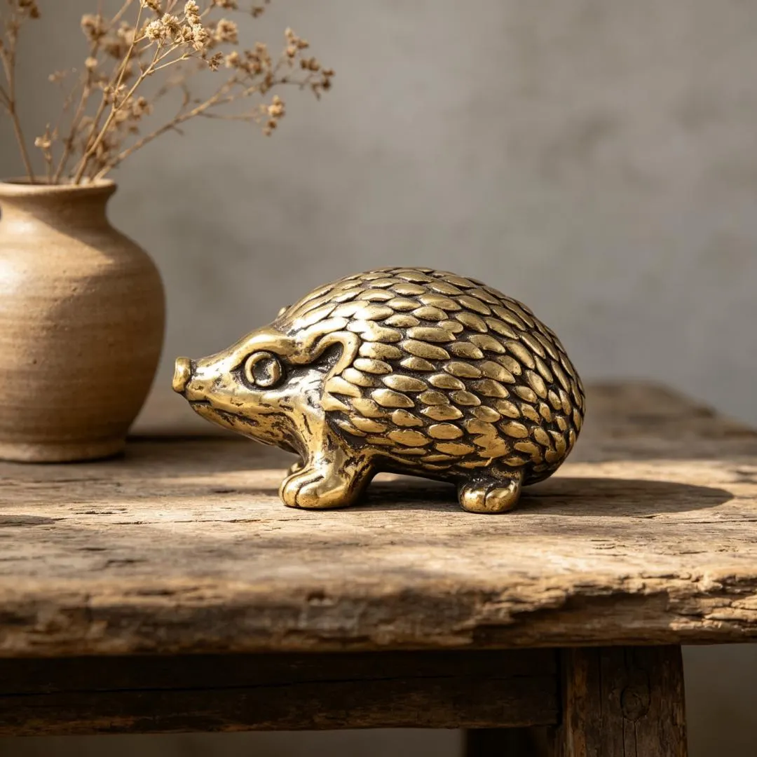 Vintage Solid Brass Hedgehog Figurine — Copper figurine image 7