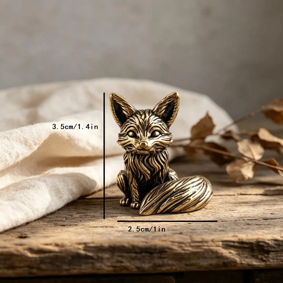 Vintage Solid Brass Fox Figurine — Copper figurine image 2