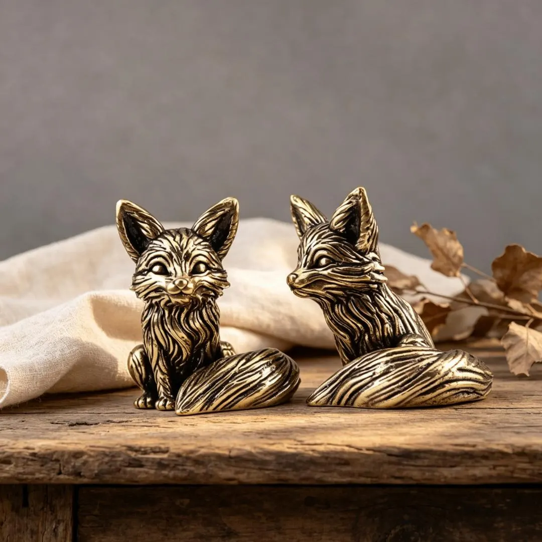 Vintage Solid Brass Fox Figurine — Copper figurine image 5
