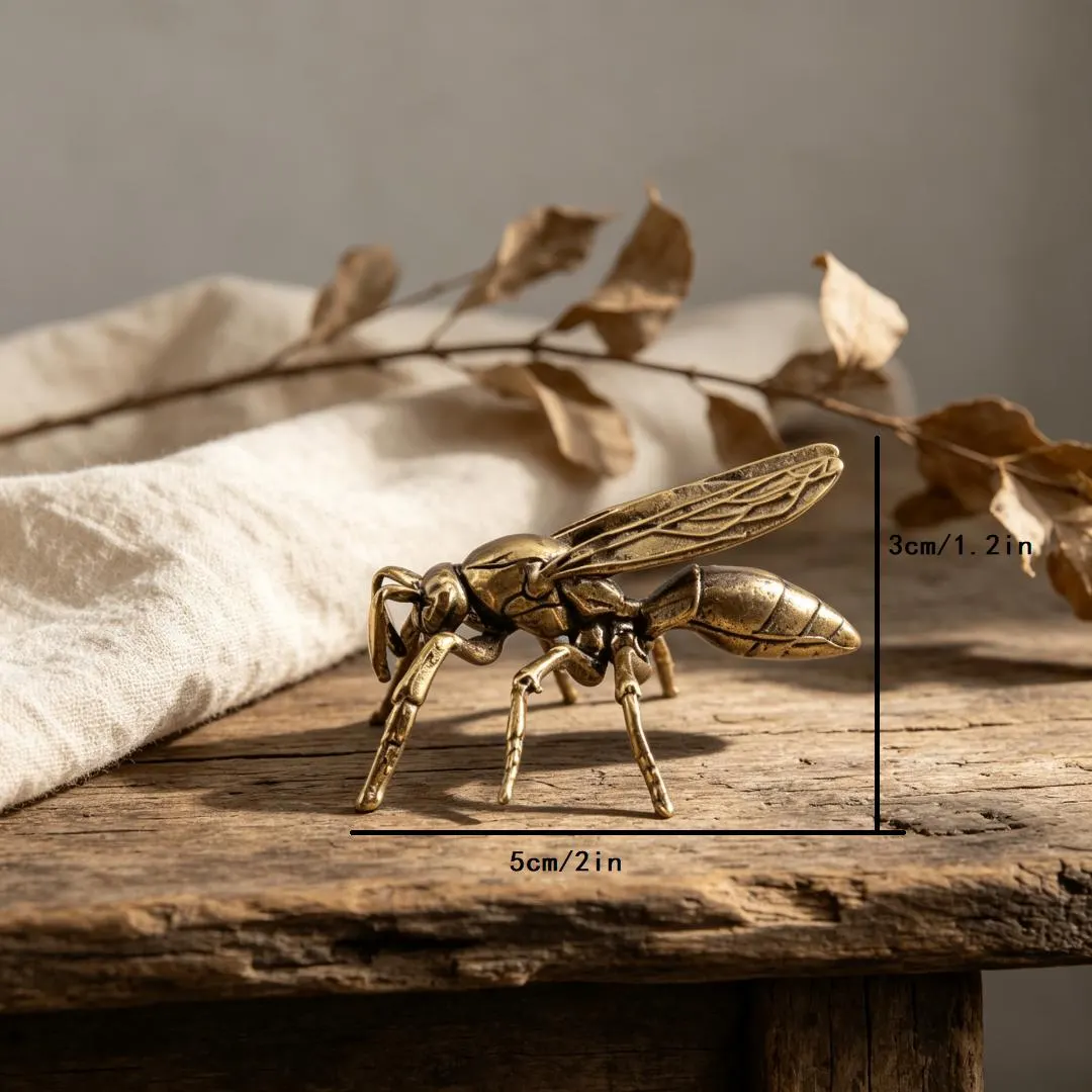 Vintage Solid Brass Wasp Figurine — Copper figurine image 3