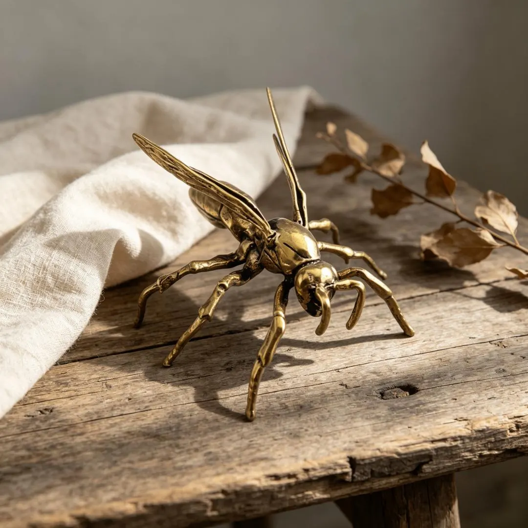 Vintage Solid Brass Wasp Figurine — Copper figurine image 6