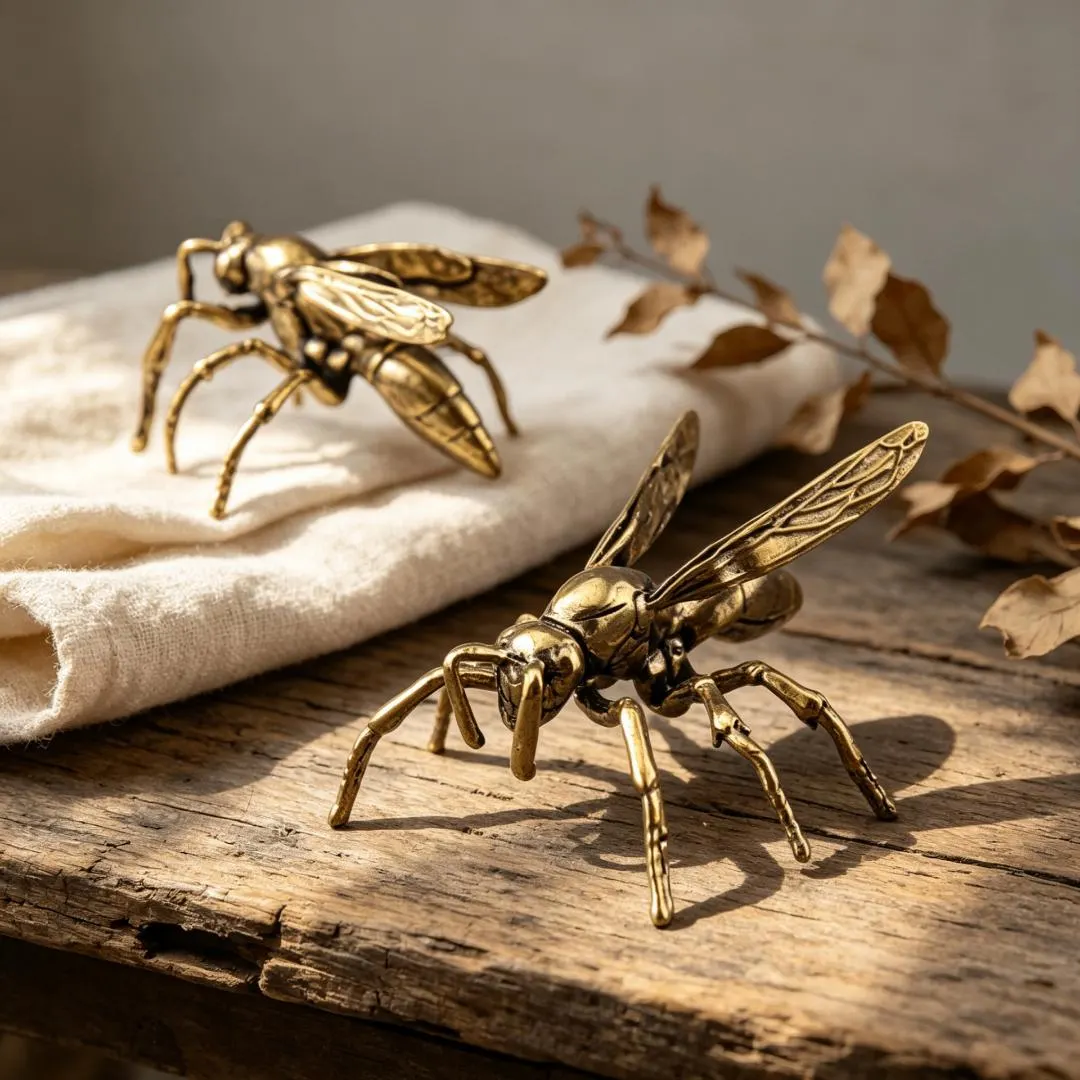 Vintage Solid Brass Wasp Figurine — Copper figurine image 1