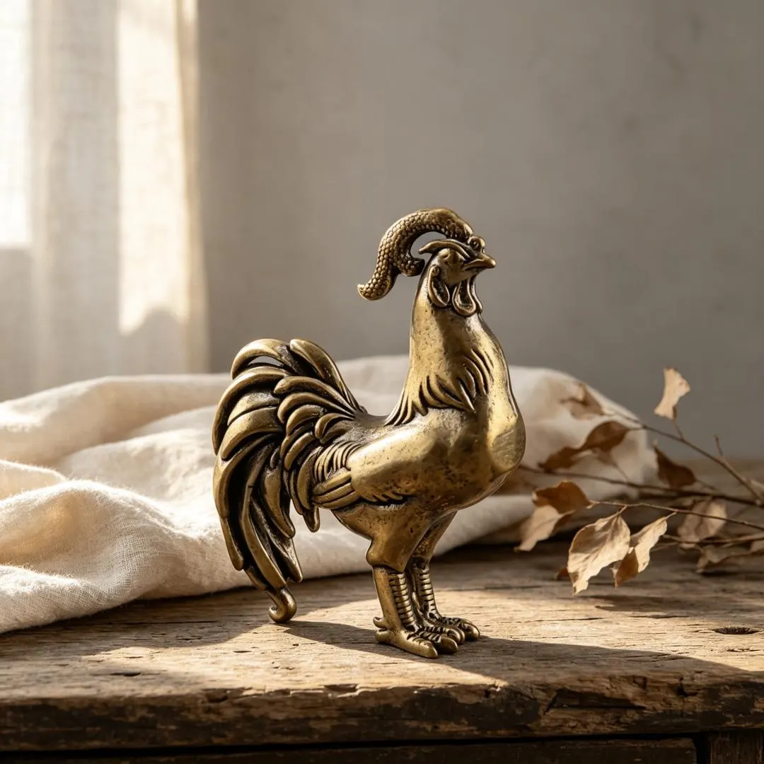 Handmade Brass Rooster Figurine — Copper figurine image 4