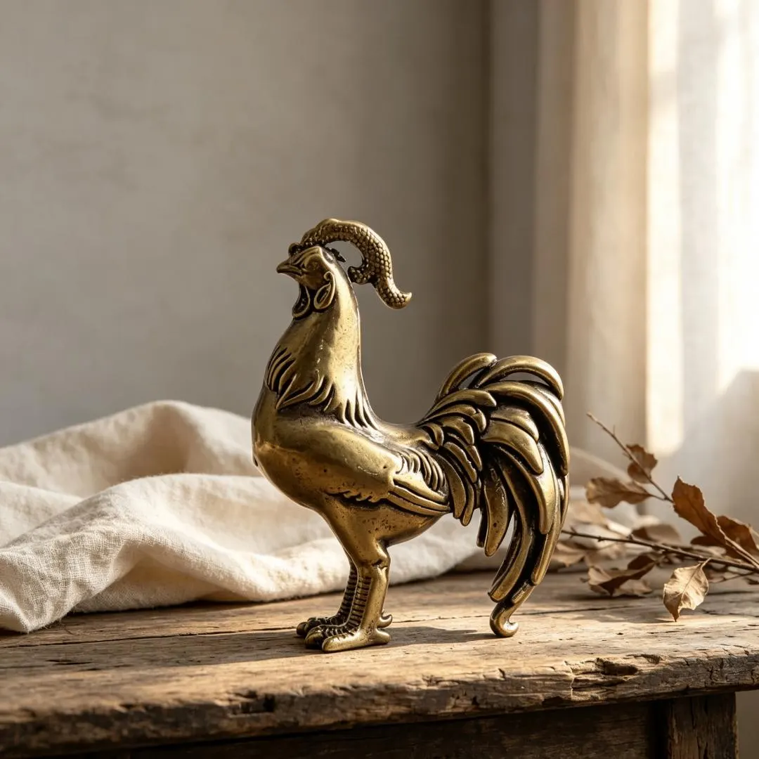 Handmade Brass Rooster Figurine — Copper figurine image 6
