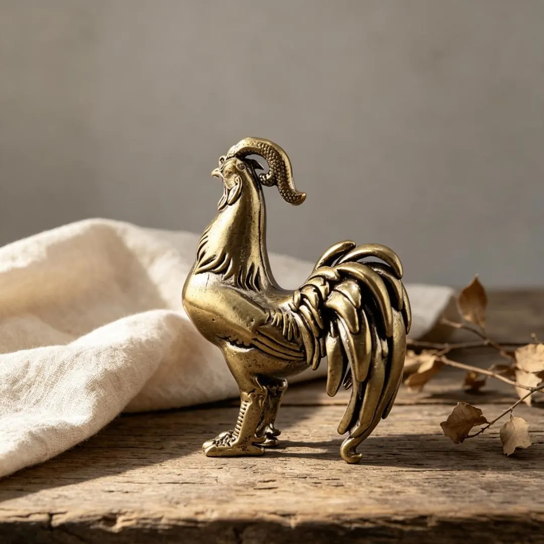 Handmade Brass Rooster Figurine — Copper figurine image 1