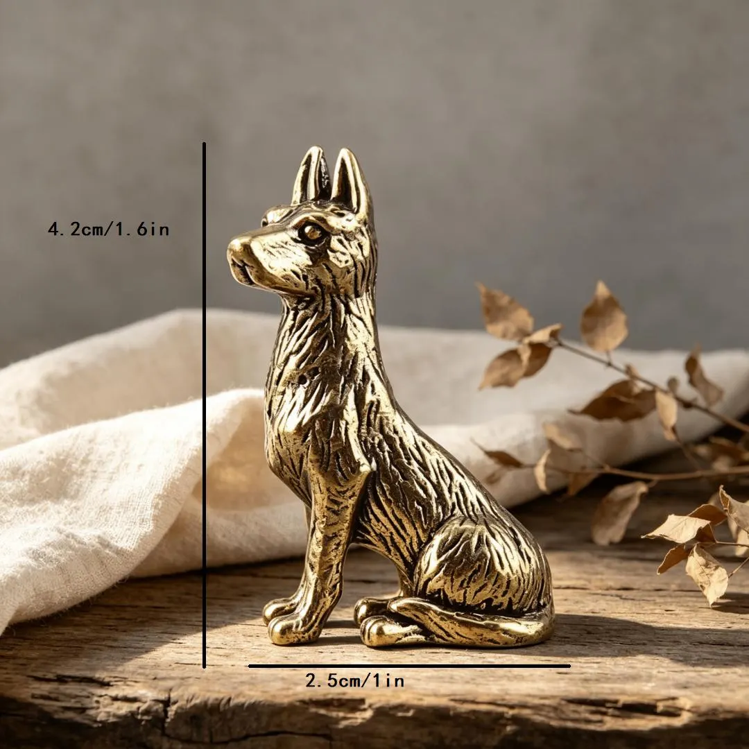 Handmade Brass Dog Figurine — Copper figurine image 2