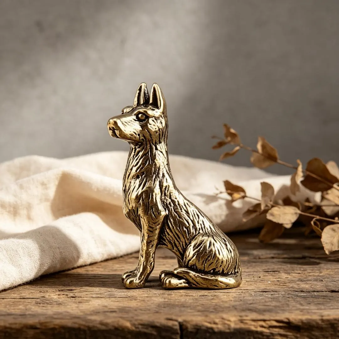 Handmade Brass Dog Figurine — Copper figurine image 3