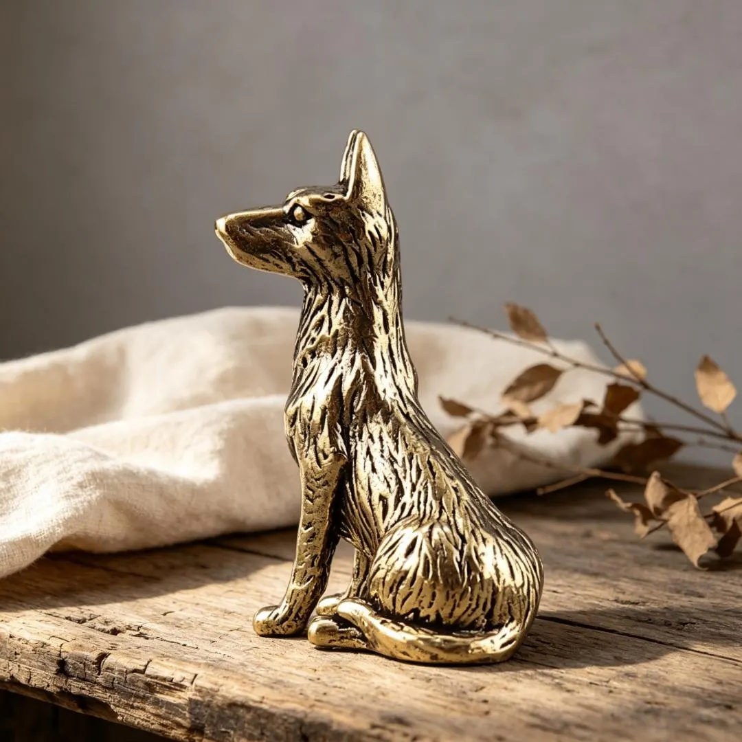 Handmade Brass Dog Figurine — Copper figurine image 5