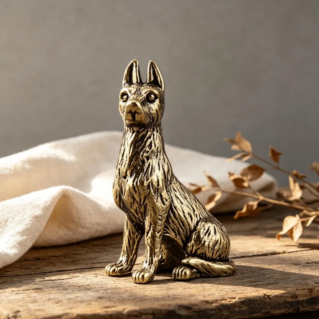 Handmade Brass Dog Figurine — Copper figurine image 1