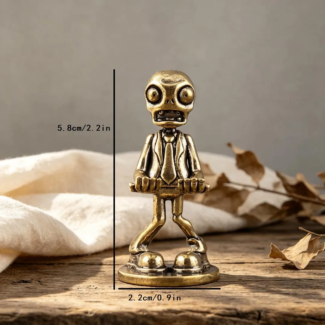 Vintage Solid Brass Zombie Figurine Set — Copper figurine image 7