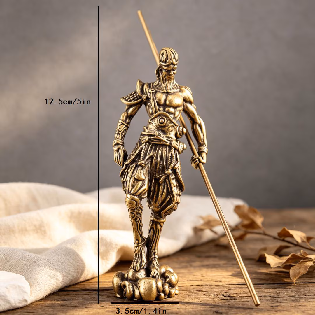 Hand Forged Brass Monkey Warrior Statue — Brass figurine image 3