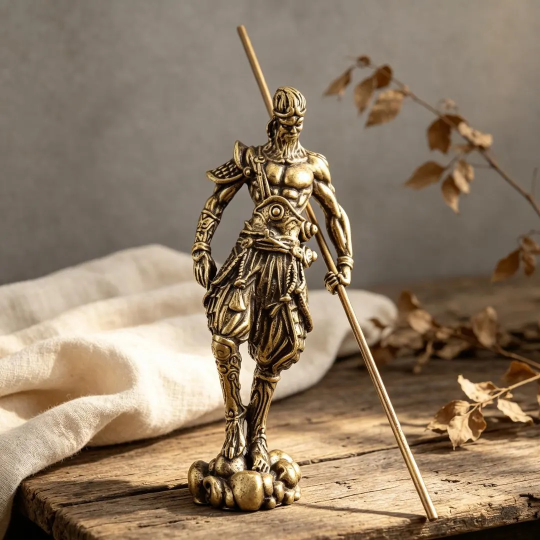 Hand Forged Brass Monkey Warrior Statue — Brass figurine image 1